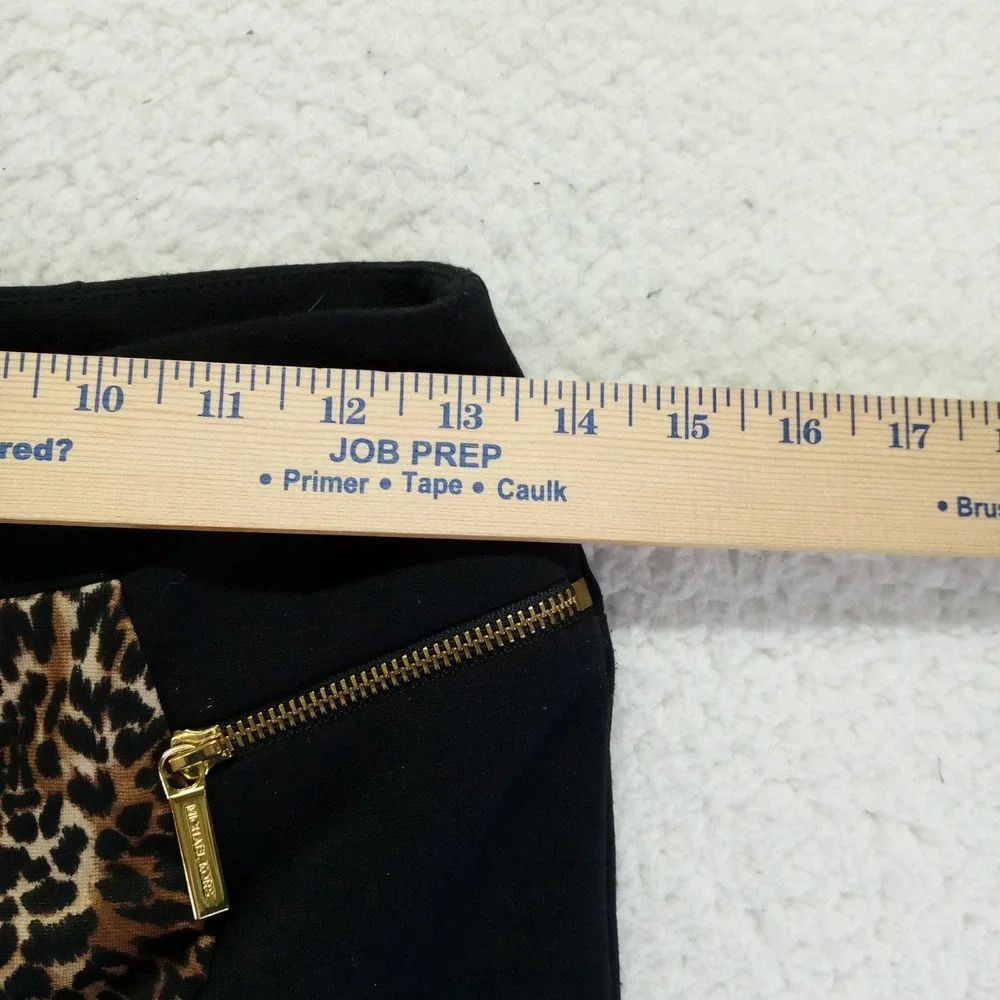 Michael Kors Pencil Skirt Leopard Print Black Gold Zip‎ Womens Size 2